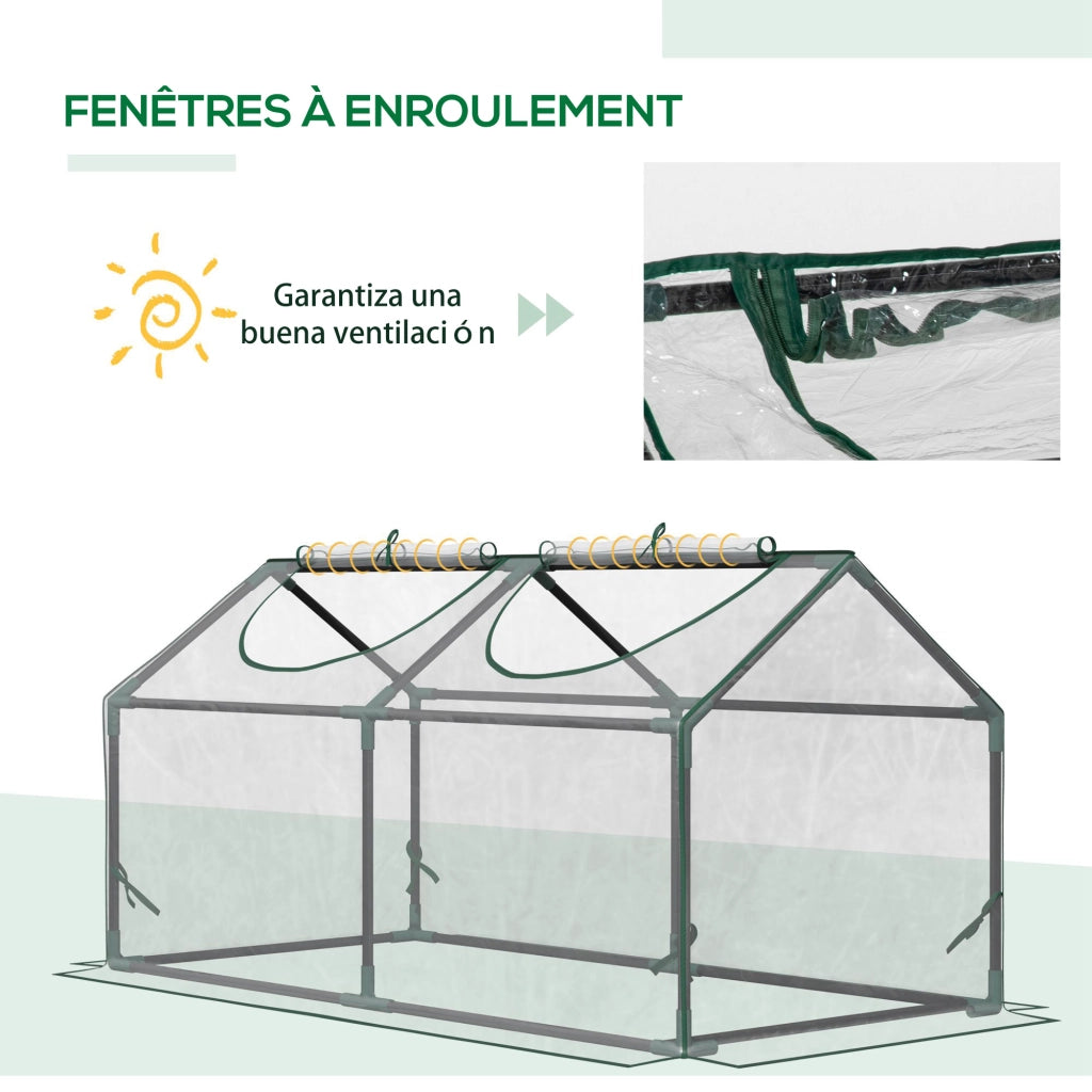 Mini serra da giardino ¨C Xylo ¨C 2 finestre arrotolabili copertura PVC 120x60x60cm trasparente