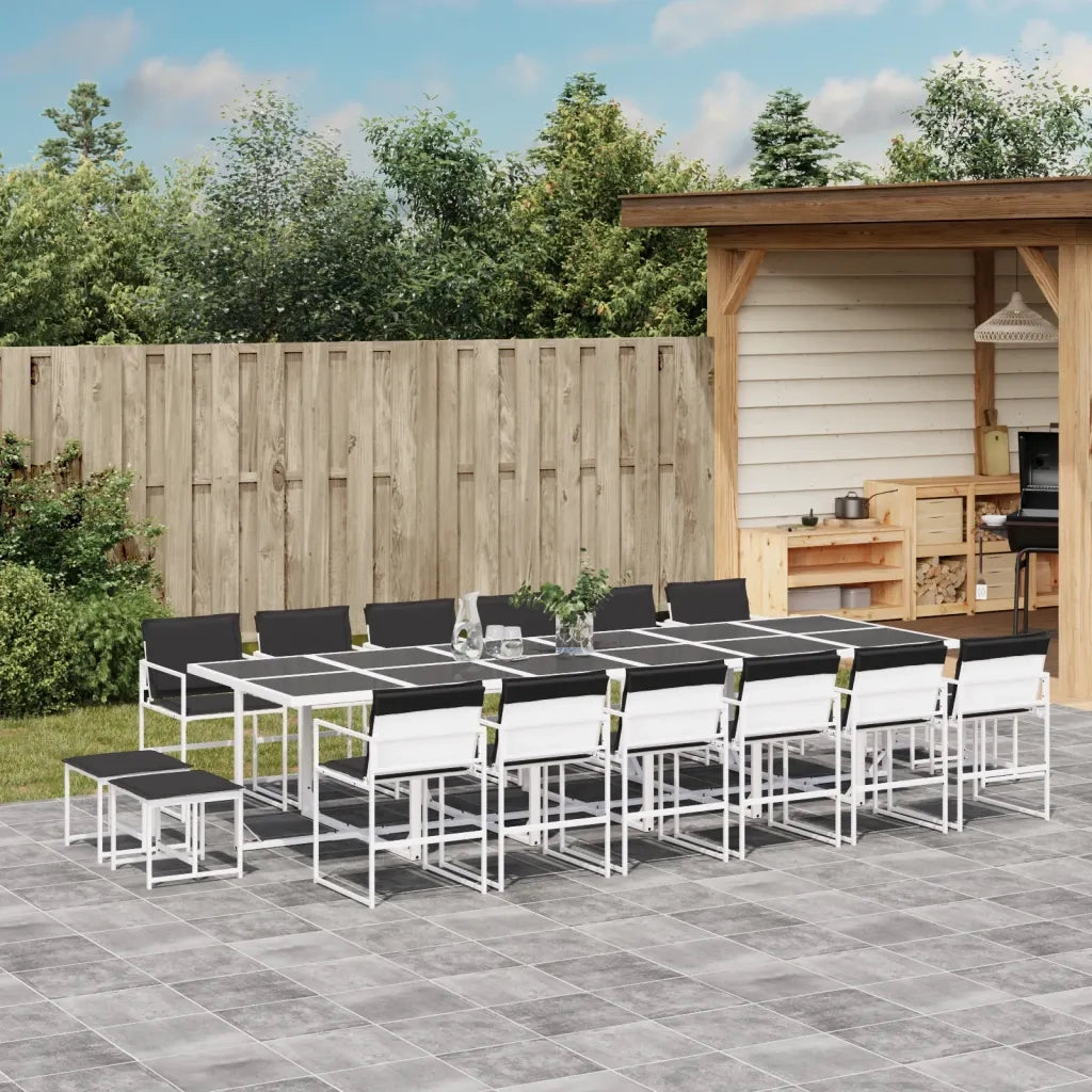 vidaXL Set da Pranzo da Giardino 17 pz con Cuscini Bianco in Textilene