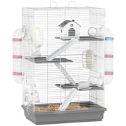 Casetta per Criceti a 4 Livelli con Tubi e Accessori ¨C zephmum ¨C 47x30x70 cm Grigio