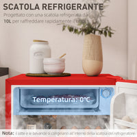 Frigorifero Piccolo 91L MonoPorta Reversibile con Congelatore e Temperatura Regolabile Rosso