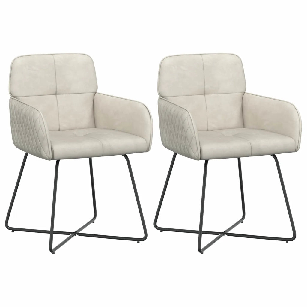 Sedie da pranzo 2 pcs Velluto (V) Crema 59 x 56,5 x 86 cm 42034299