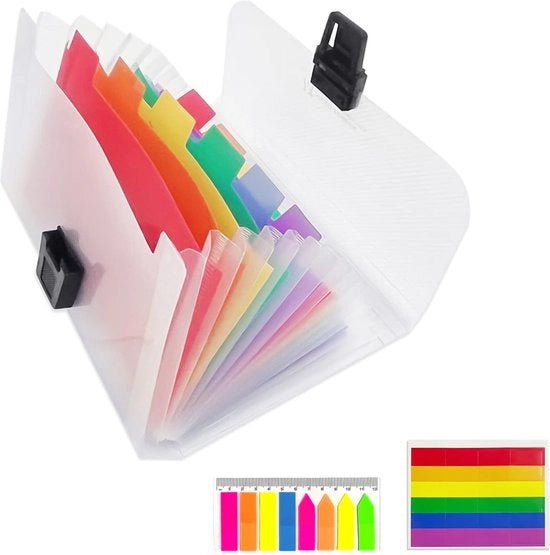 File Organizer con 13 Cestelli, 24 Etichette e 160 Tabella di Indice, Grande Capacità, Organizzatore Portatile per Documenti Casa o Ufficio, 17 * 10,5 cm