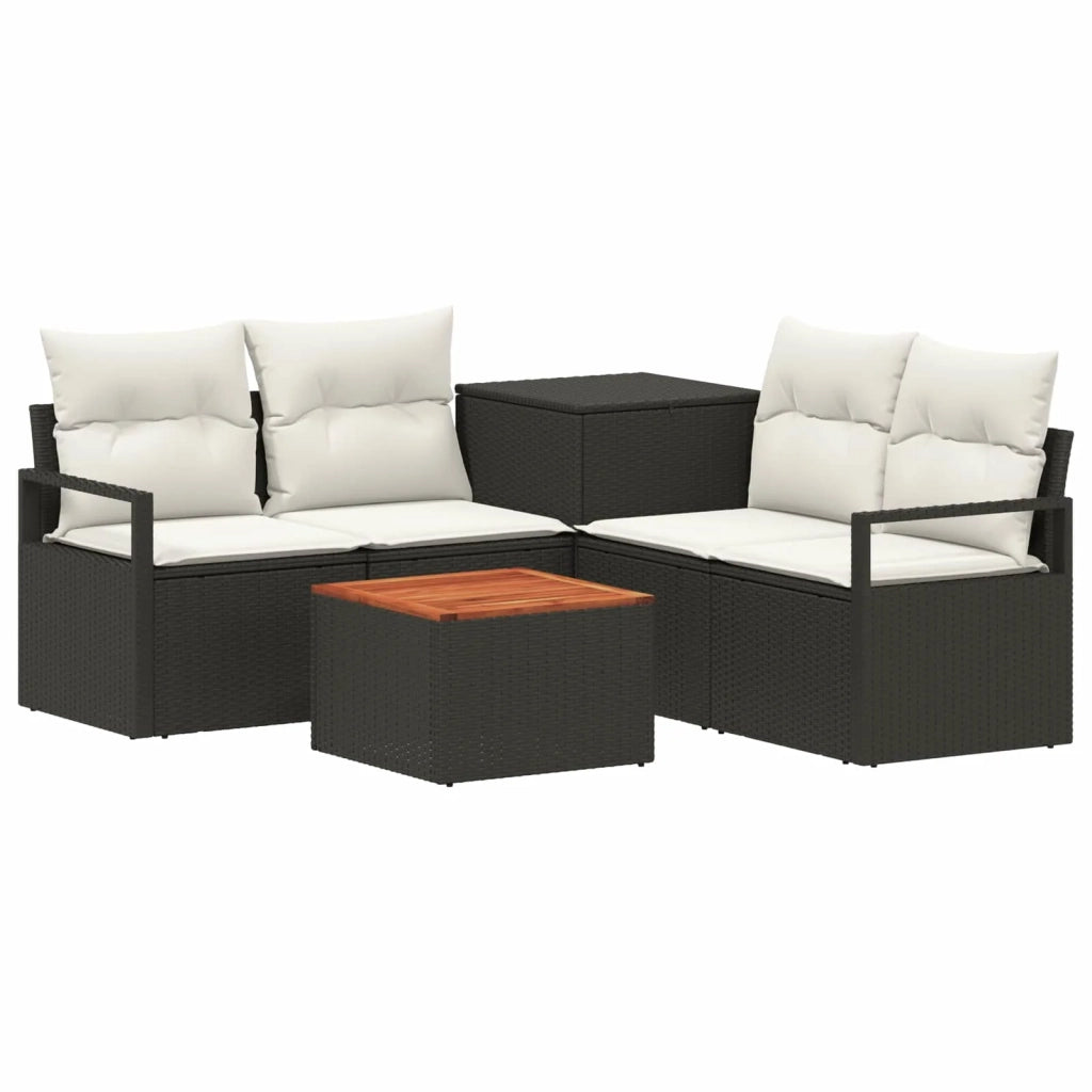 Set di divani 6 pz Nero e Bianco Crema 3447233
