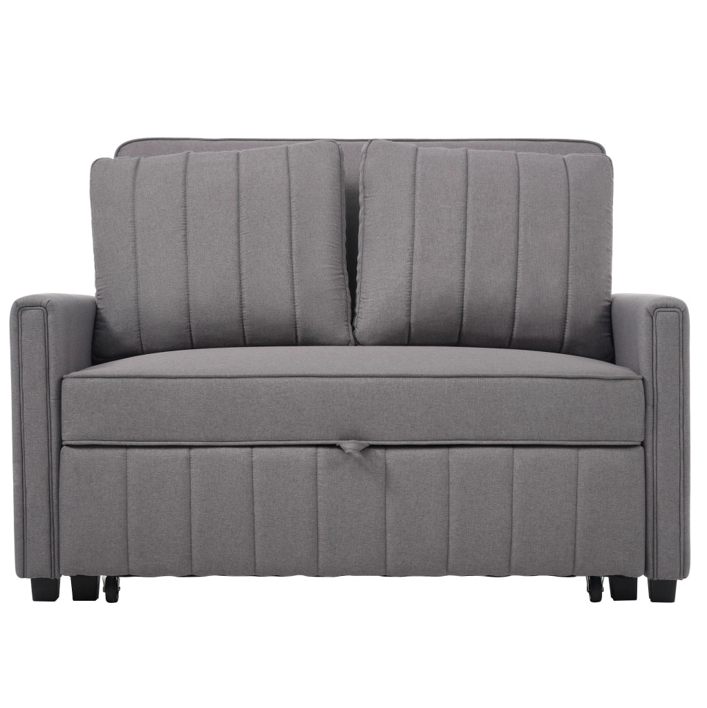 Divano letto pieghevole 127x75x94 cm con schienale regolabile e 2 cuscini in schiuma grigio antico