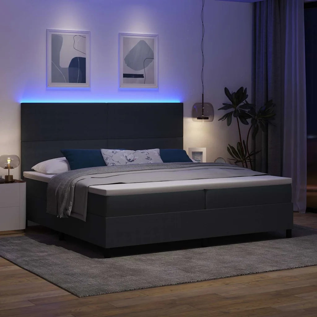 Letto a Sorgente LED Grigio Scuro e Bianco 200 x 200 cm 3337660