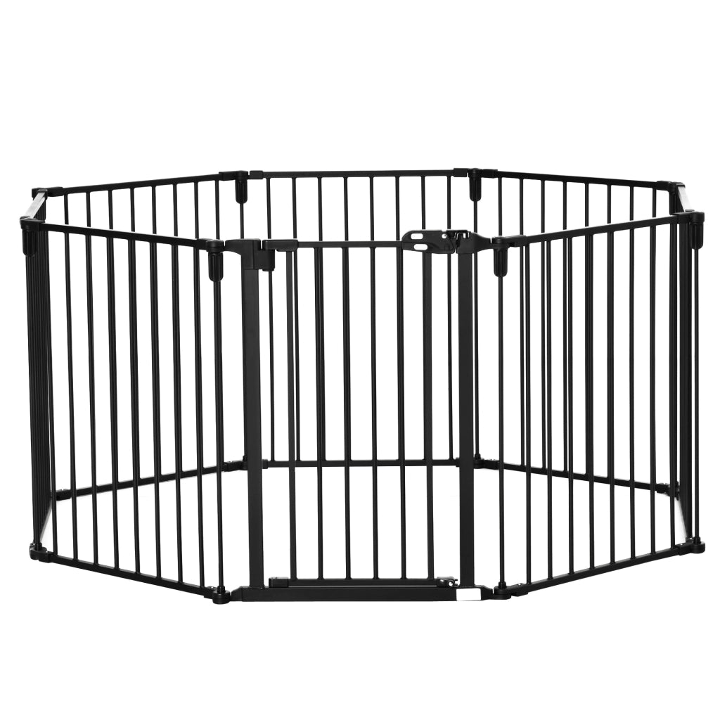 EasyComfort Cancelletto di Sicurezza per Cani Pieghevole a 8 Sezioni, Sistema di Blocco e Chiusura Automatica, Nero