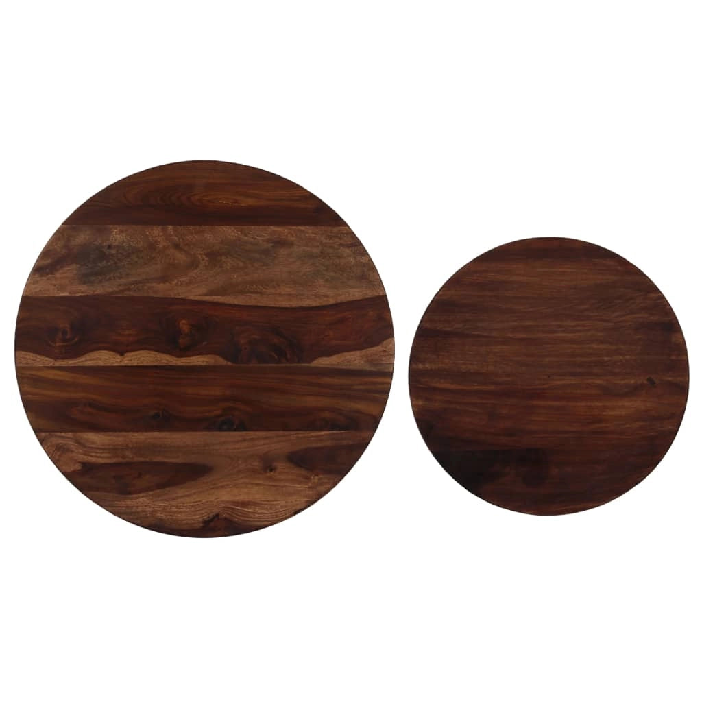 Set di 2 tavolini da caffè legno massello 60 x 35 cm marrone 02_0042120