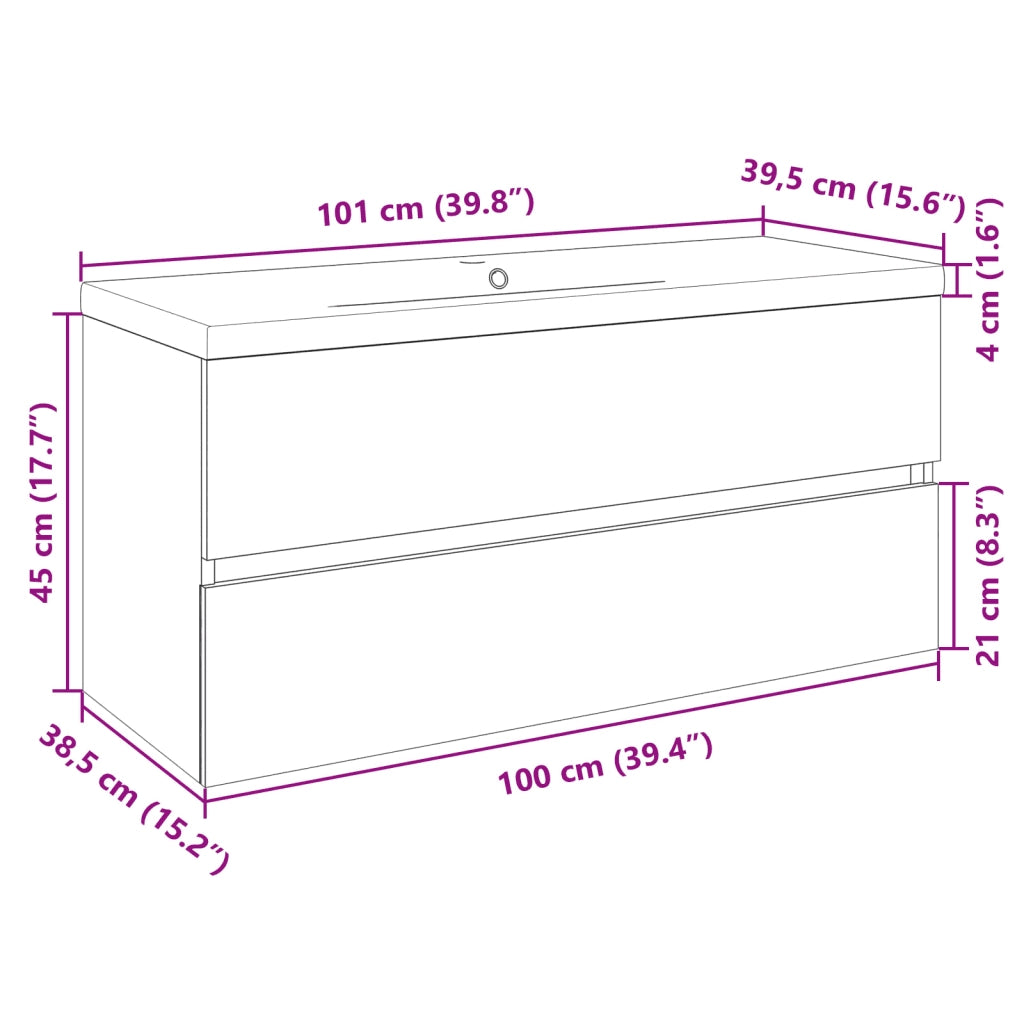 Set Mobili da Bagno | Armadio da bagno 2 pz in Ceramica e Legno Multistrato