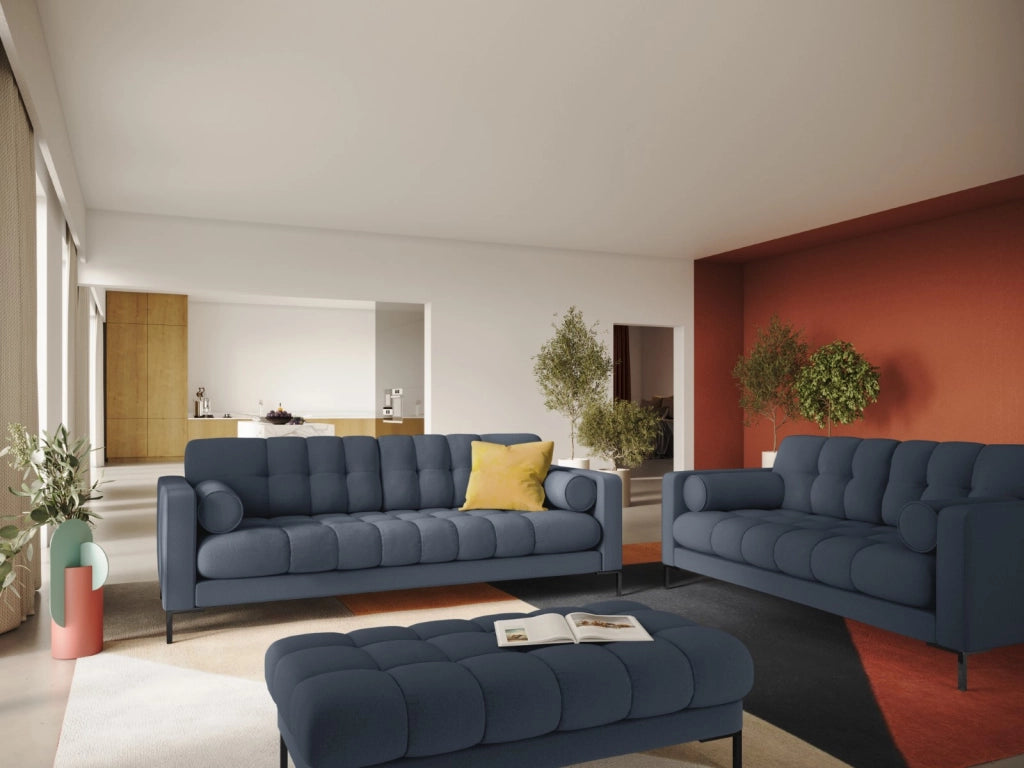 Cosmopolitan Design - Divano "Bali" 4 posti in tessuto strutturato blu scuro 