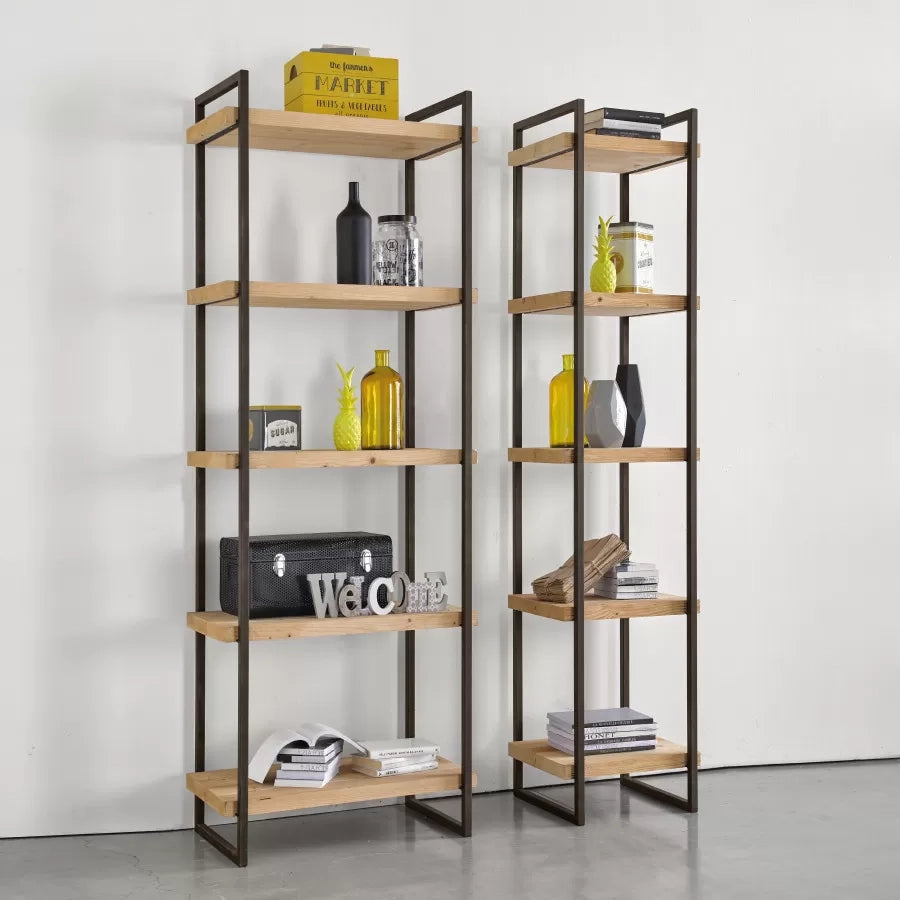 Libreria industrial cortina in legno massello di abete 50x45x205 - Mobili 2G