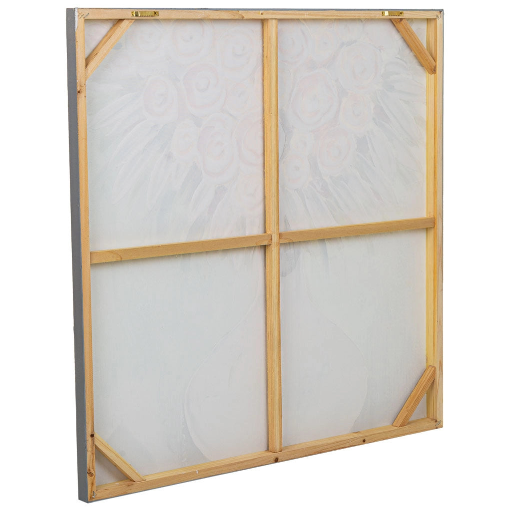 Quadro dipinto a mano con rilievo bianco 80x80x3h