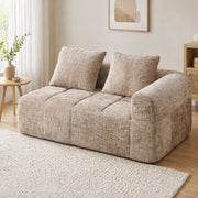Divano a 2 posti con chaise longue, tessuto chenille, cuscino incluso, tasche laterali, kaki