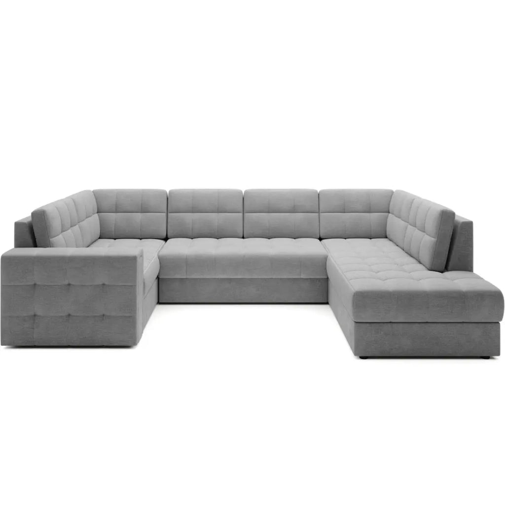 Divano angolare convertibile MONTEZA grigio 299 cm con contenitore e letto