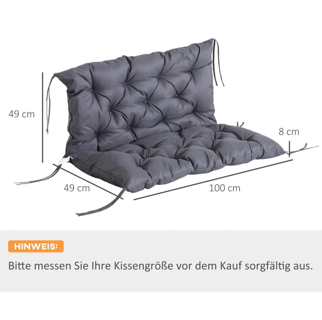 Cuscino per panca da giardino 100x98x8 cm grigio scuro