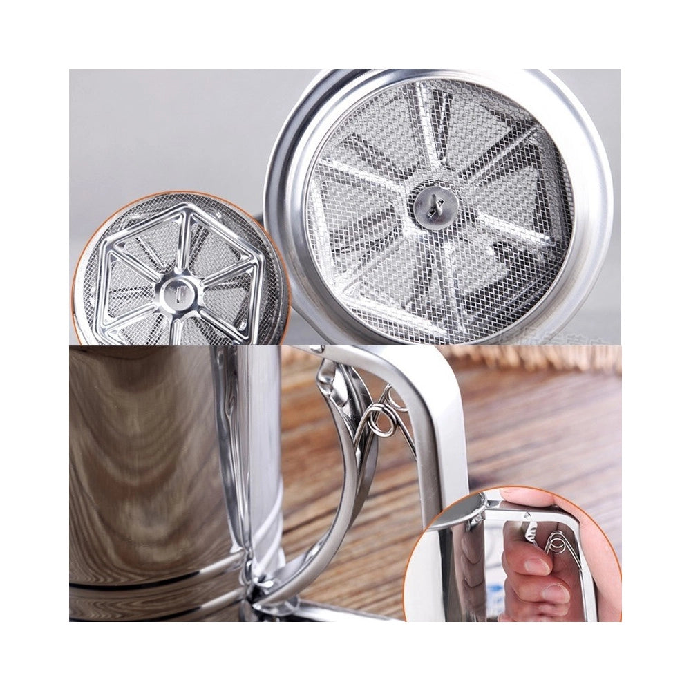 Trade Shop - Setaccio Da Cucina Per Farina E Zucchero A Velo Acciaio Inox Spolverare 250 Gr -
