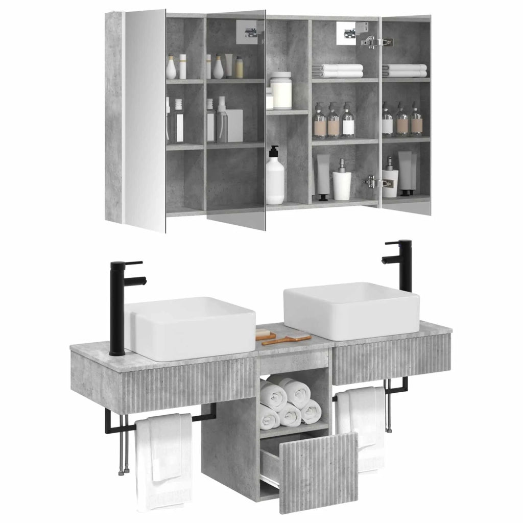Set di Armadi da Bagno 4 pcs Grigio Cemento 3406306