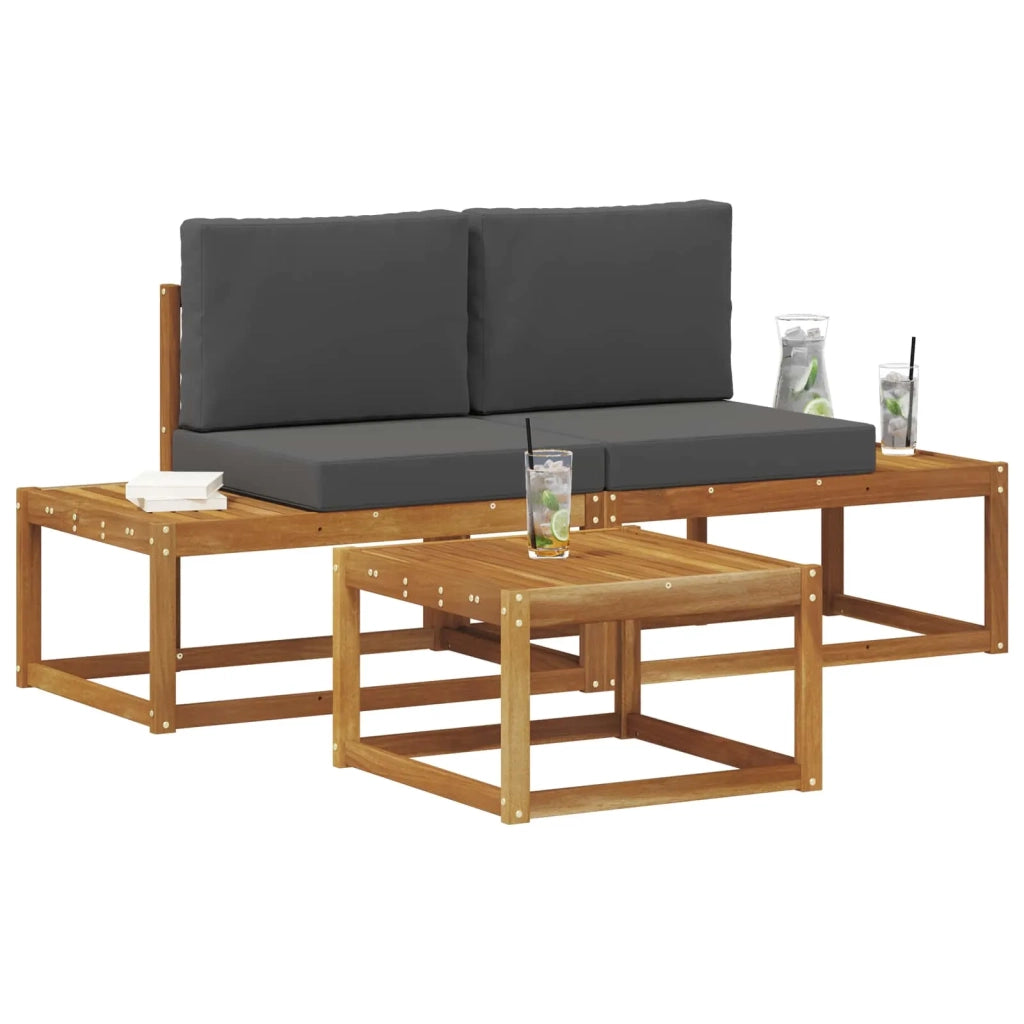 Set di divani da esterno con cuscino 3 pcs Naturale
