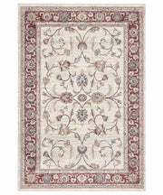 Parure Tappeti orientali MURCIA K7051-E22727 (1 pezzo cm.80x160 + 2 pezzi cm.60x133) motivo persiano stile classico tradizionale colore crema rosso per scendiletto camera matrimoniale