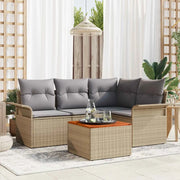Set Divano da Giardino 5 pcs Beige e Grigio Chiaro polyrattan 3355991