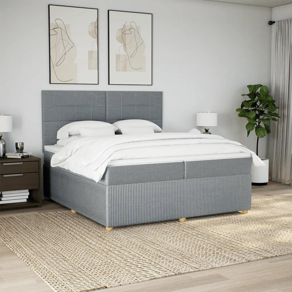 Giroletto a Molle con Materasso Grigio Chiaro 200x200cm Tessuto