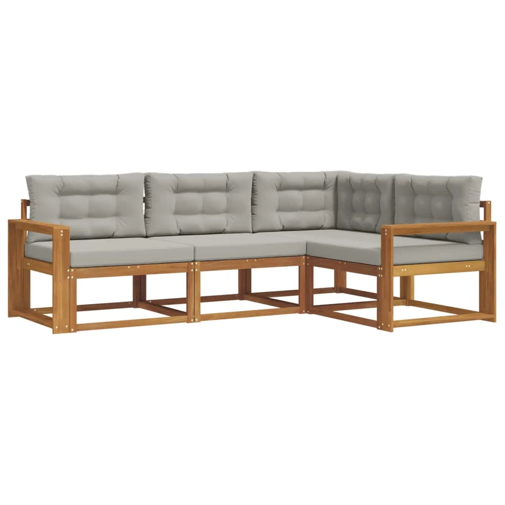 Set di divani da esterno 4 pcs Grigio Naturale e Chiaro