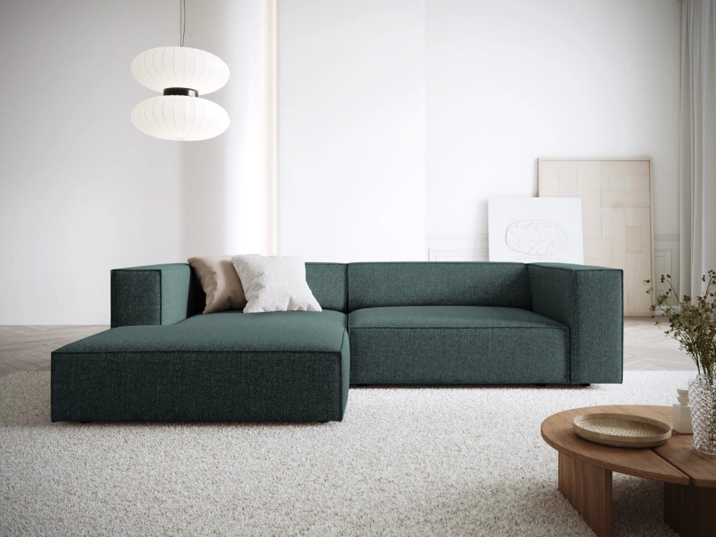 Cosmopolitan Design - Divano angolare sinistro "Arendal" 3 posti in ciniglia petrolio 