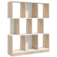 Mobile Libreria a 8 Ripiani per Soggiorno e Camera da Letto, in Legno, 100x27x124 cm, Rovere e Bianco