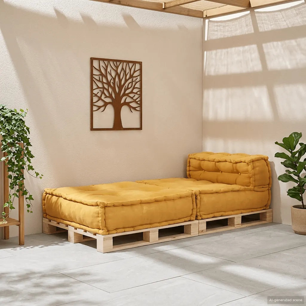 Divano Componibile Giallo 70x70x54 in Tessuto 4019038
