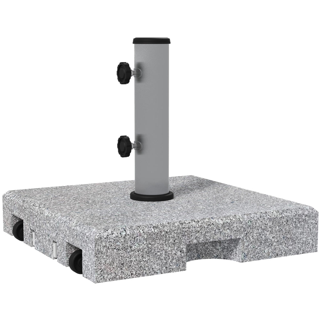 Base per Ombrellone da 28kg in Granito con Maniglia Estensibile e Rotelle 41x41x37.5cm Grigio