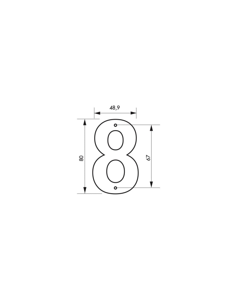 Targa Numero 8 altezza 80mm Nero  metallo, da avvitare - THIRARD