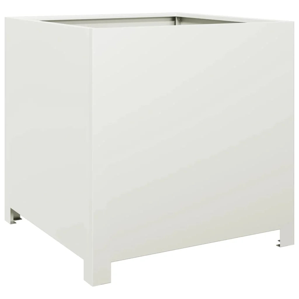 Fioriera rialzata per piante fiori terrazza giardino 50 x 50 x 50 cm acciaio bianco 02_0037653