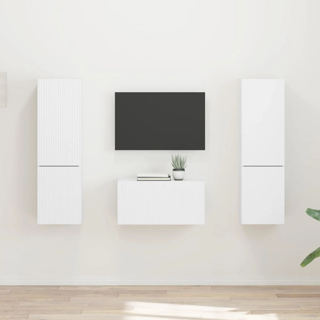 Set mobile TV 5 pz-Credenza per TV Bianco Legno multistrato