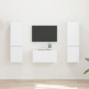 Set mobile TV 5 pz-Credenza per TV Bianco Legno multistrato