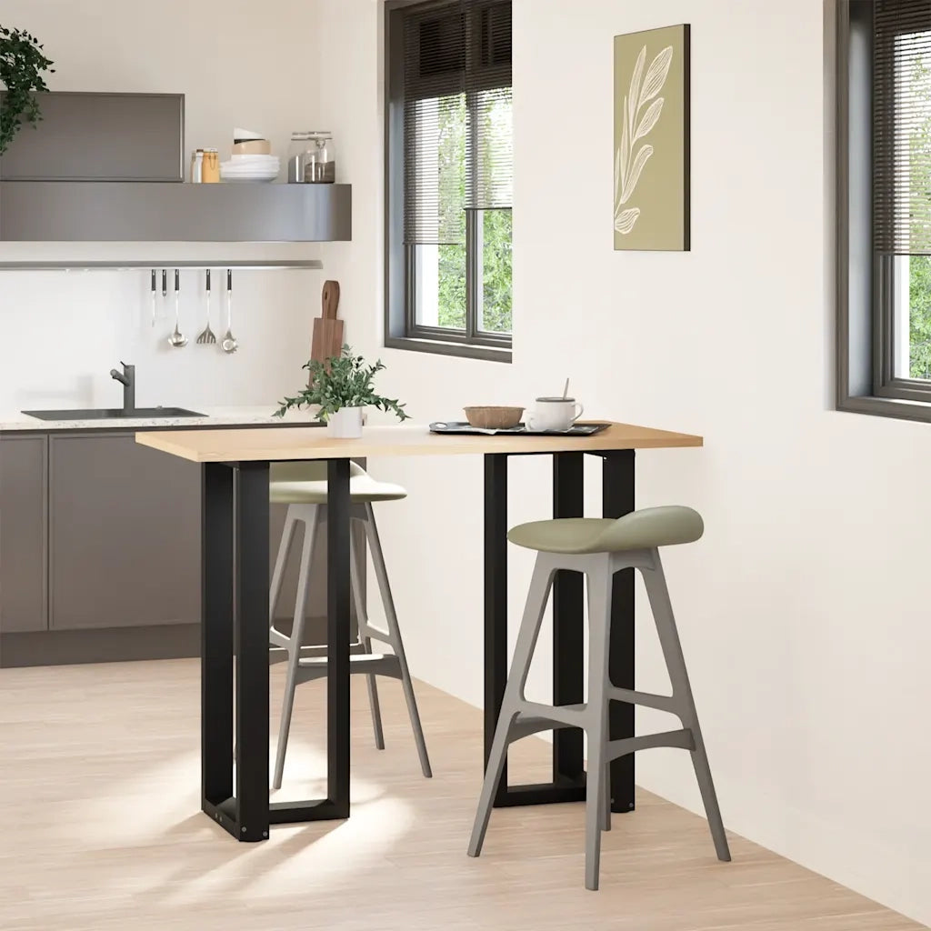 Gambe per tavolo da bar a forma di T 2 pz | Piede del tavolo nere 50x35x(100-101) cm in acciaio