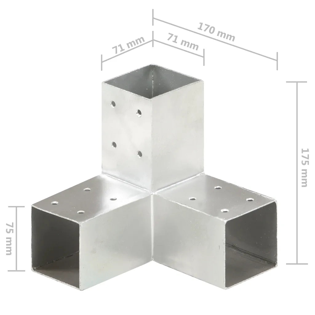 Connettore per Pali a Forma di Y in Metallo Zincato 71x71 mm cod mxl 57690