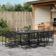 vidaXL Set da Pranzo da Giardino 11 pz in Polyrattan Nero