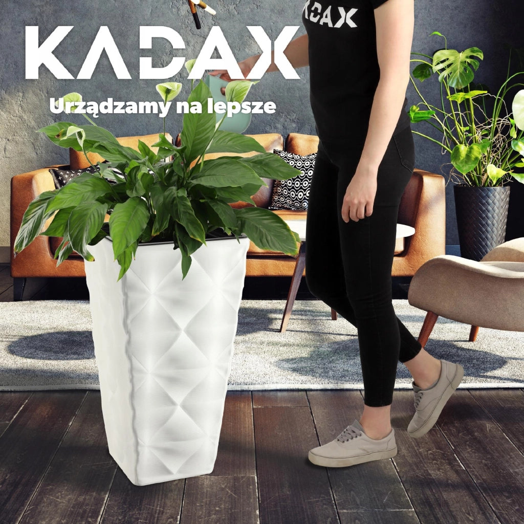 Vaso da giardino KADAX con inserto per fiori, grande, alto, per terrazza, 56 cm, bianco
