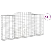 Gabbioni per recinzione gabbie muri di contenimento ad arco 10 pezzi 300 x 30 x 140/160 cm ferro zincato argento 02_0040256