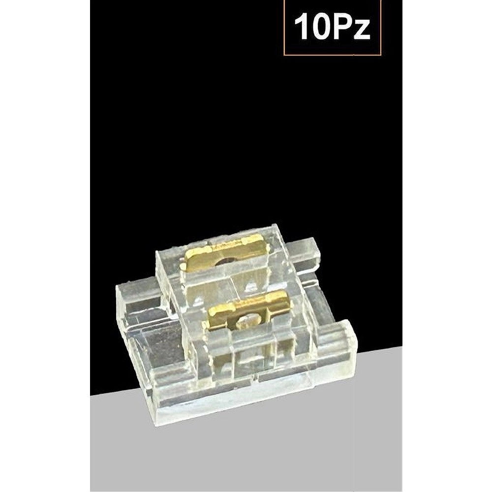 Trade Shop - Kit 10pz Connettore Trasparente Lineare Per Striscia Strip Led 2 Pin 5mm Cn5mm-d -