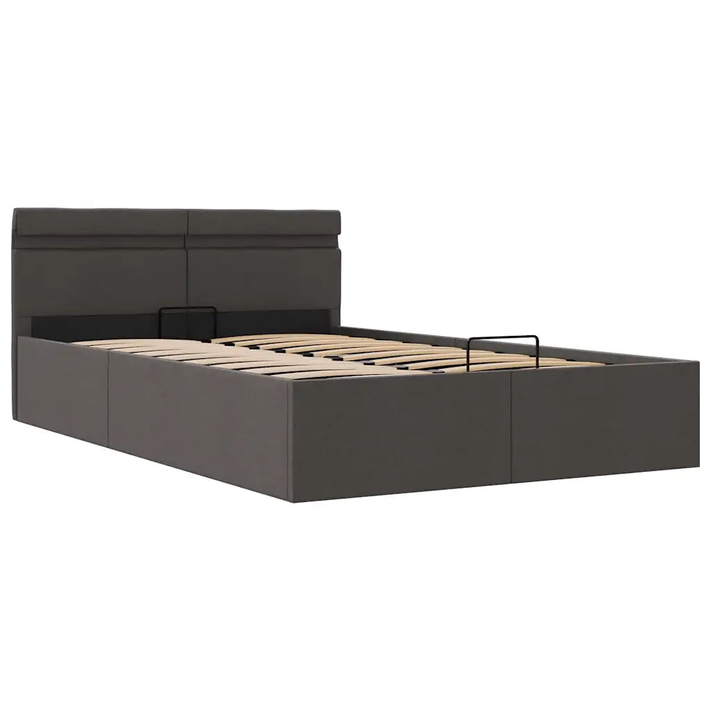 Giroletto con Contenitore e LED Grigio Scuro Tessuto 140x200 cm 285603