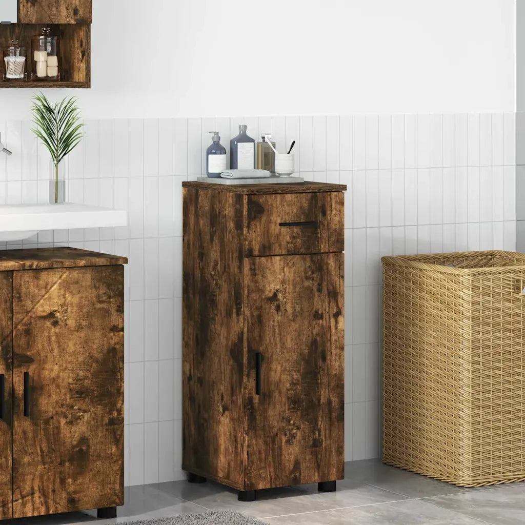 Mobile da Bagno con cassetto Rovere fumé 30 x 35 x 80 cm