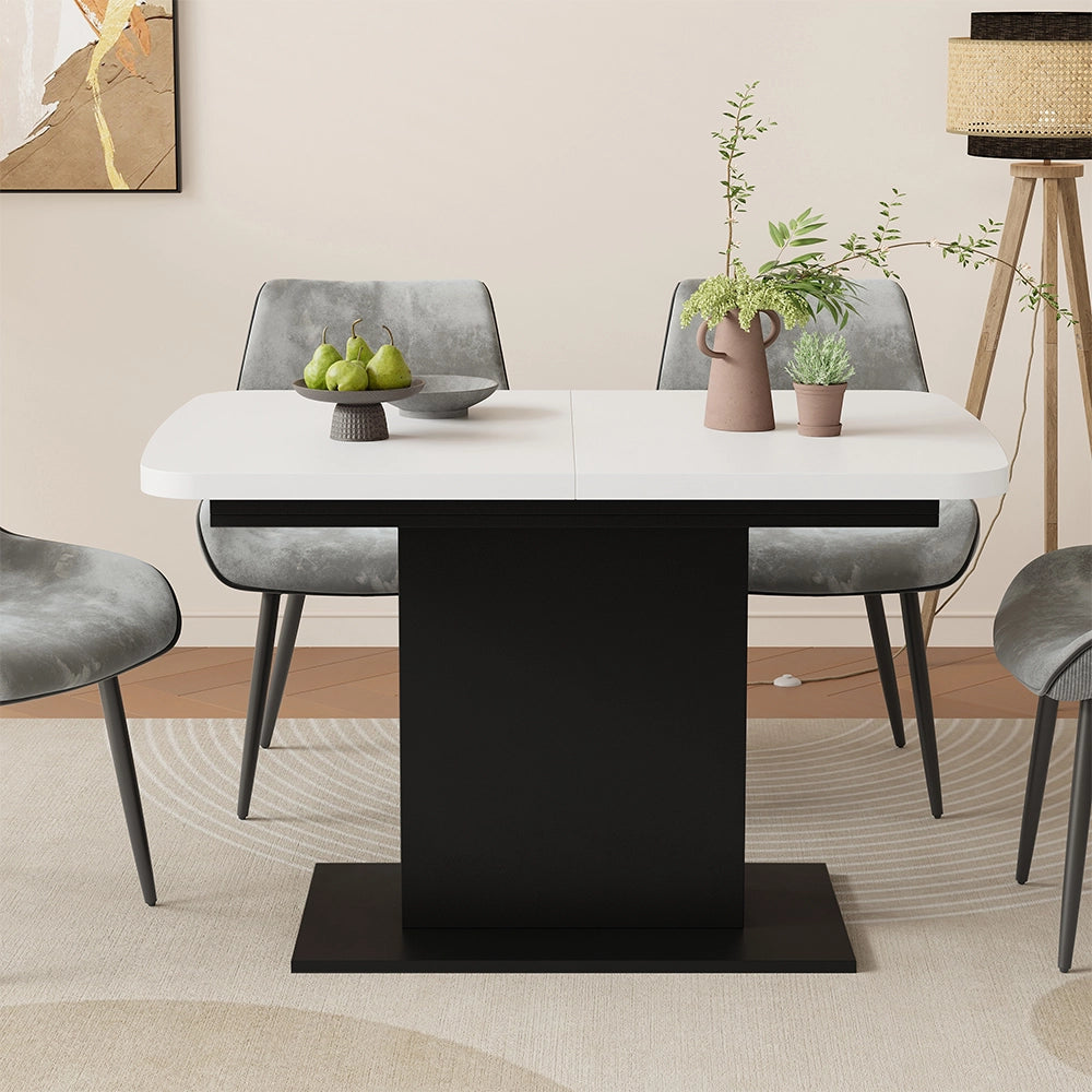 Vicco Tavolo da pranzo Estensibile Bianco/nero 120/160 x 80 cm con scomparti aperti