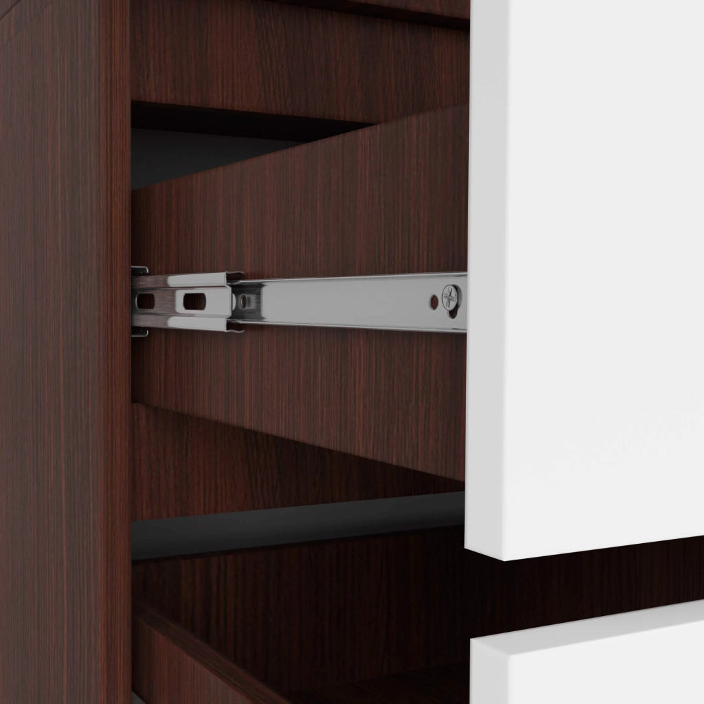 Armadio AKORD S90 Wengé 90 cm 2 ante 2 cassetti inserto frontale Bianco 90x51x180 cm