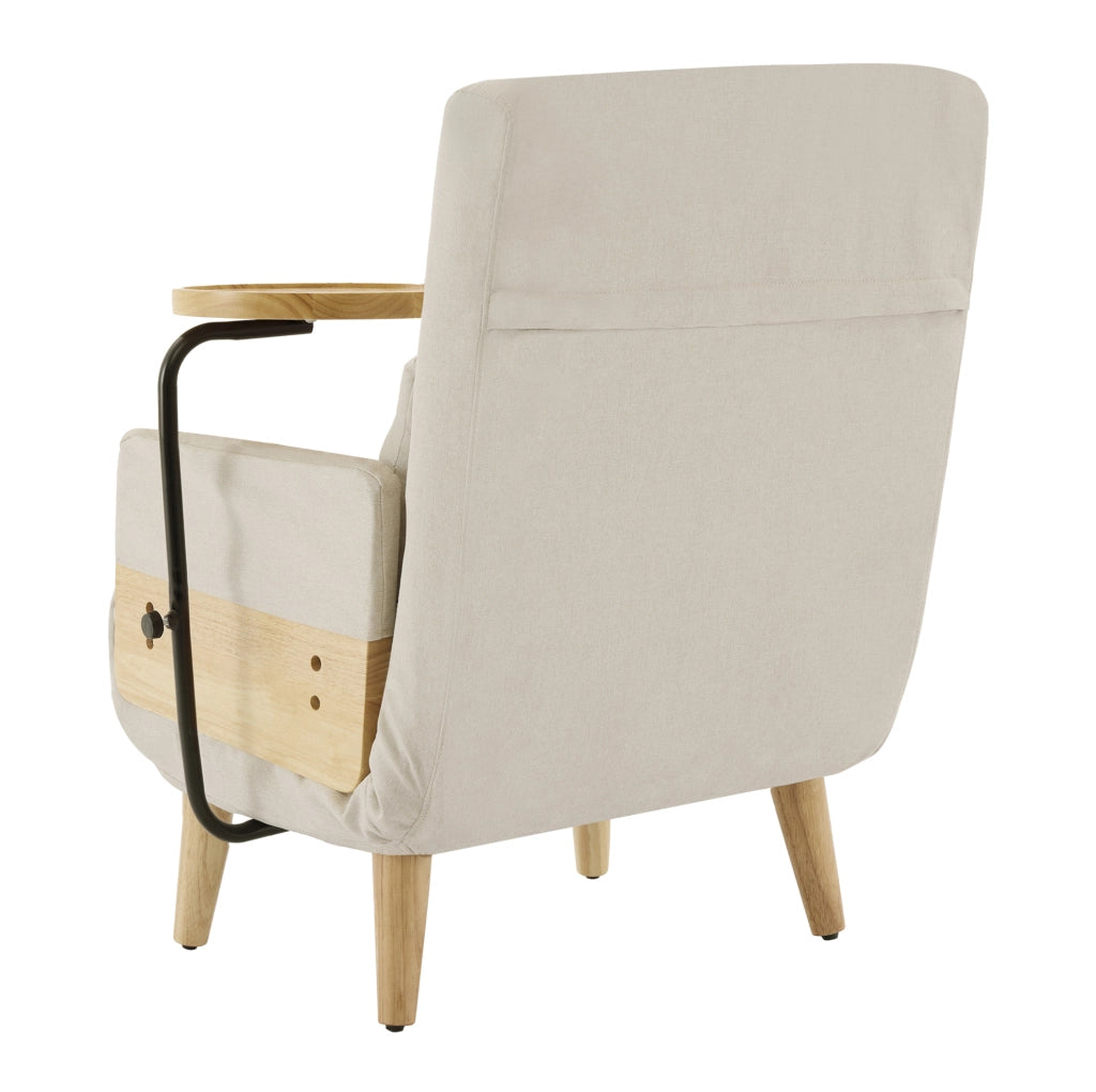 Poltrona letto trasformabile 3 in 1 beige con schienale regolabile e ripiano girevole