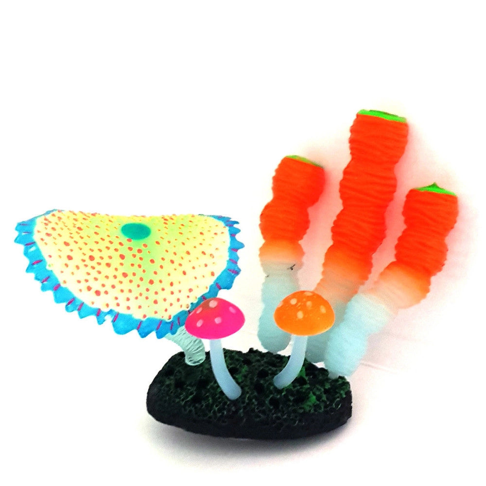 Trade Shop - Decorazione Pianta Funghi Acquario Foglie Di Loto Fungo Fluorescente Pesci -