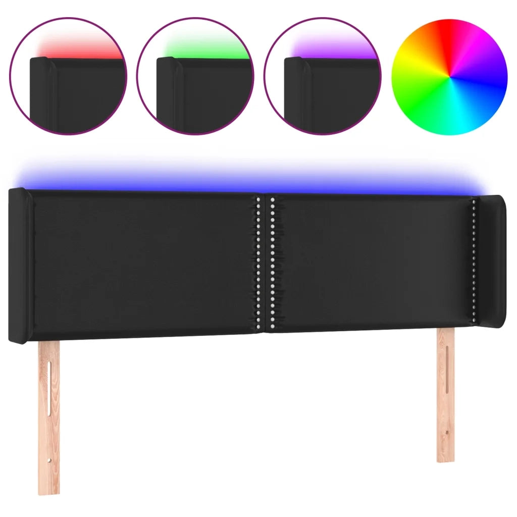 Testiera a LED-Testata con LED Nera 147x16x78/88 cm in Similpelle 166367
