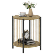 Tavolino da caff¨¨ rotondo a 2 livelli in legno e metallo ¨C Minimal ¨C 43.5x43.5x51 cm