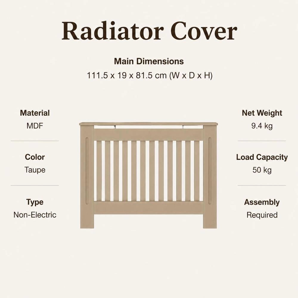 Radiator Cover 112x19x81.5 Cm MDF