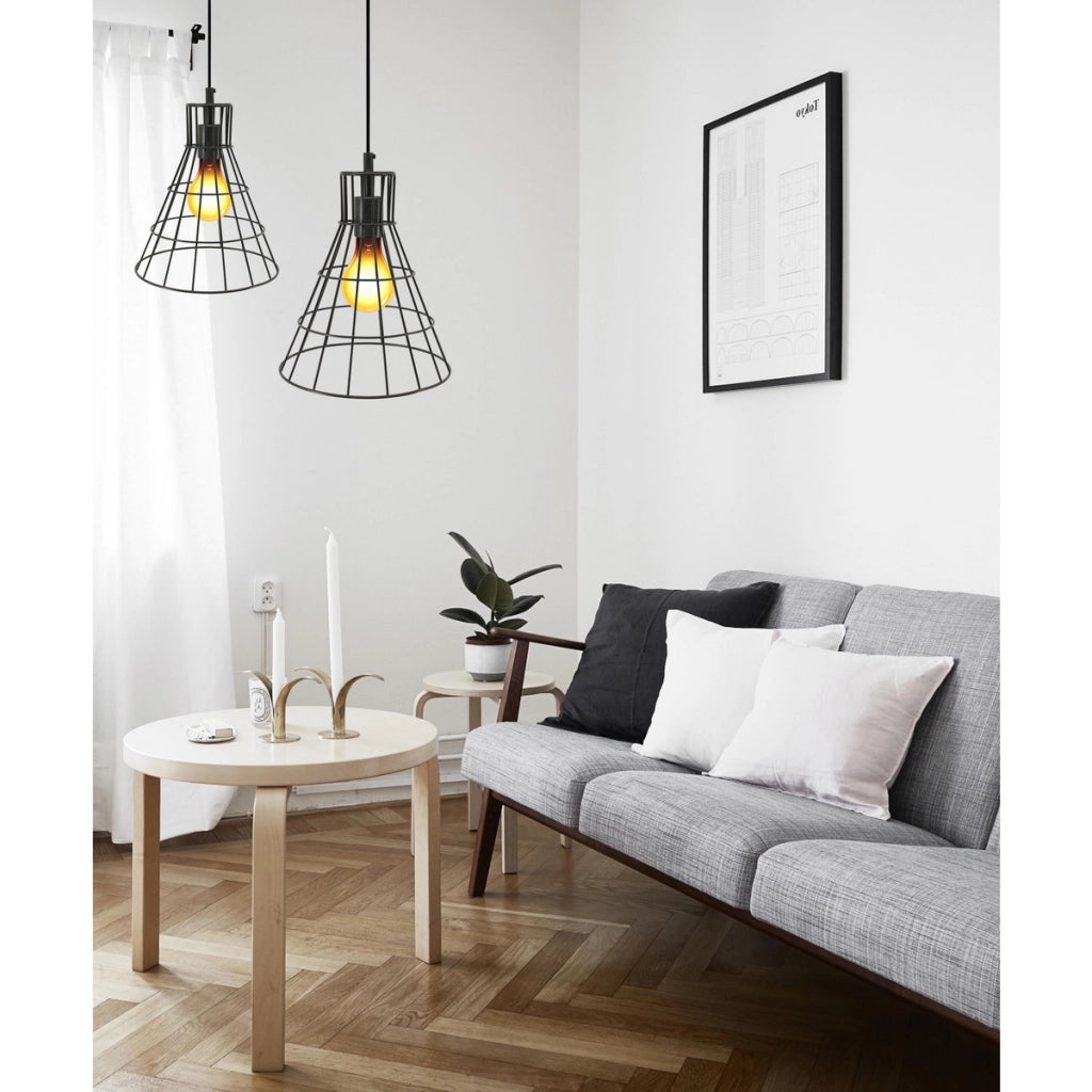 Lampada a sospensione Bellatrix in stile industriale nero