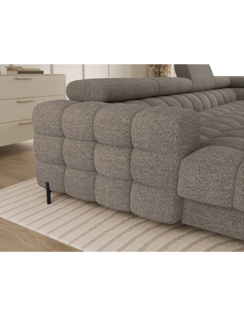 Divano panoramico convertibile Beige scuro angolo destro FERARIA 358x93x202cm